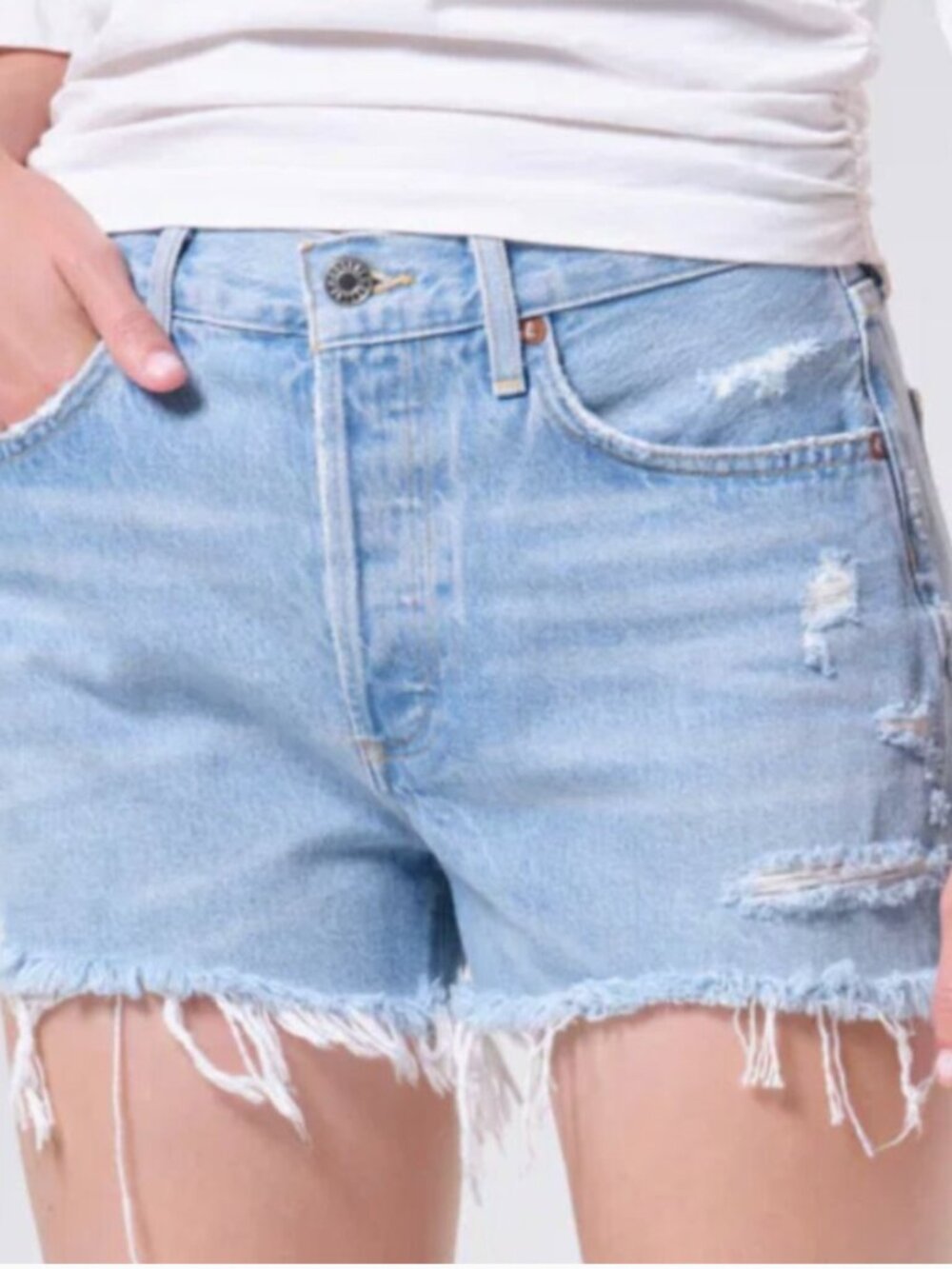 AGOLDE Parker Jean Shorts in Swapmeet Light Wash Blue Size 30 - Picture 5 of 12